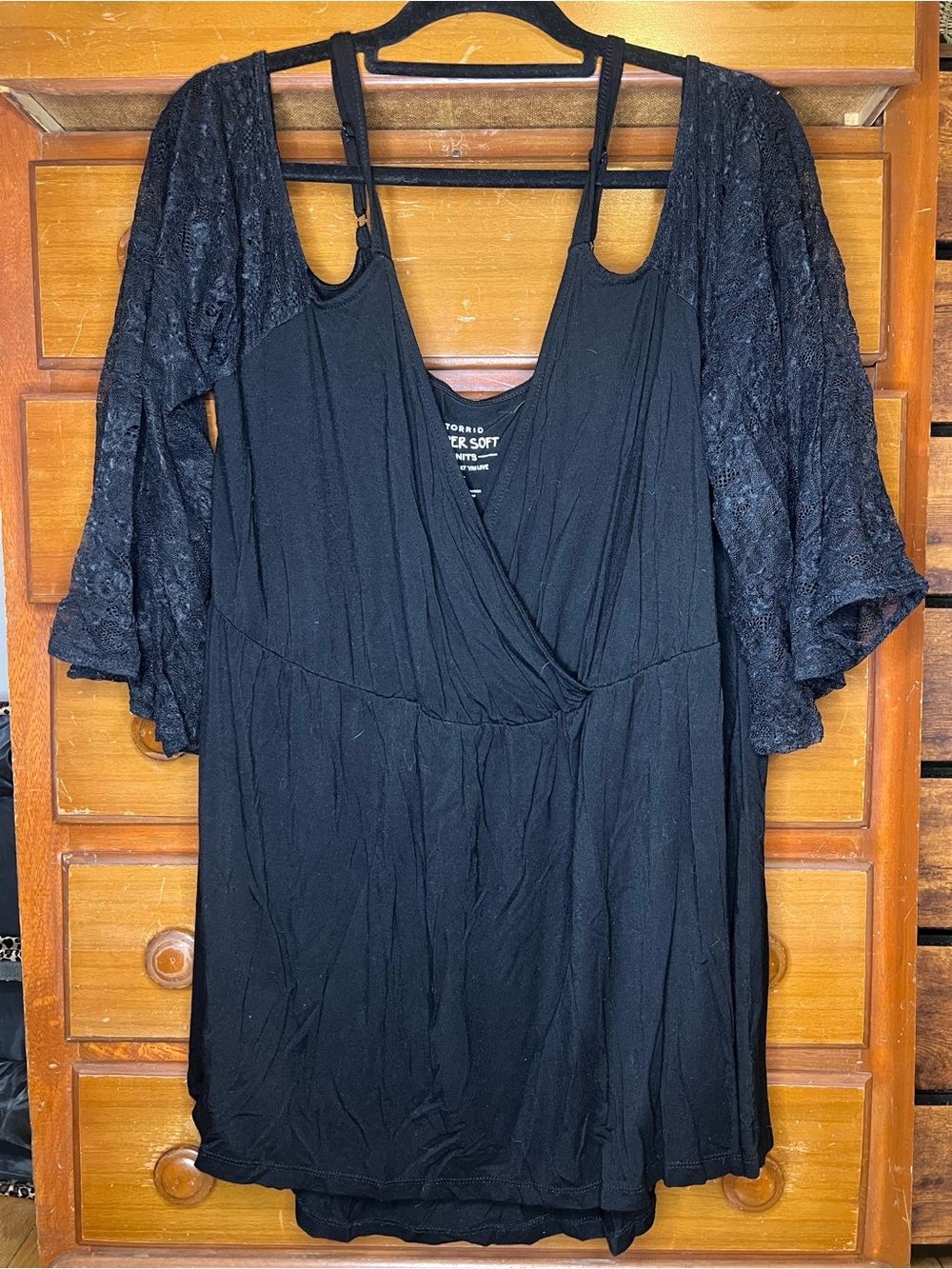 torrid Black Lace Sleeve Surplice top